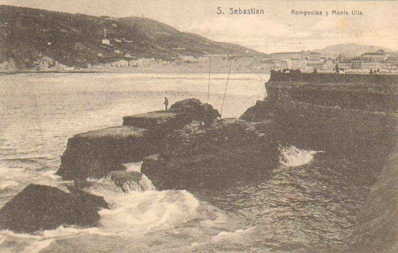 POSTAL ANTIGUA DE SAN SEBASTIAN (PAIS VASCO). ROMPEOLAS Y MONTE ULIA.