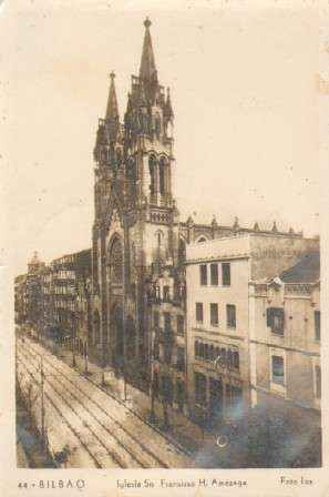 POSTAL ANTIGUA DE BILBAO. IGLESIA SAN FRANCISCO H. AMEZAGA.