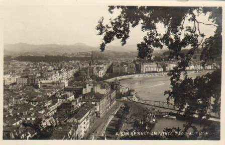 POSTAL DE SAN SEBASTIAN. Nº 4. VISTA PARCIAL Y CONCHA.
