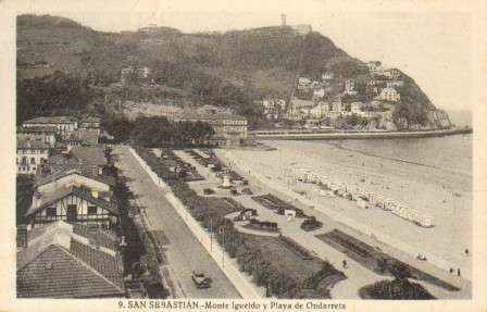 POSTAL DE SAN SEBASTIAN. Nº 9. MONTE IGUELDO Y PLAYA DE ONDARRETA.