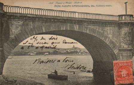 POSTAL ANTIGUA DE IRUN (GUIPUZCOA). PUENTE INTERNACIONAL DEL FERROCARIL.
