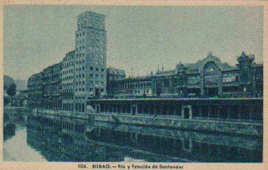 POSTAL ANTIGUA DE BILBAO. Nº 104. RIA Y ESTACION DE SANTANDER.