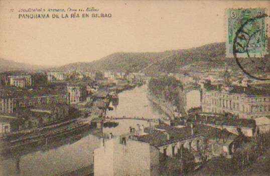 POSTAL ANTIGUA DE BILBAO. PANORAMA DE LA RIA.