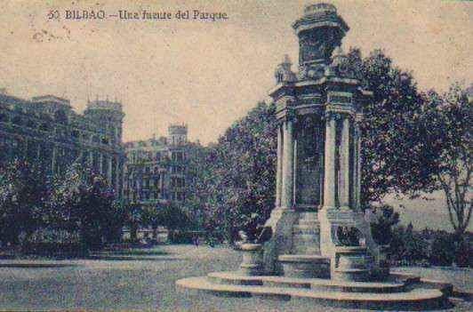 POSTAL ANTIGUA DE BILBAO. UNA FUENTE DEL PARQUE. Nº 50.