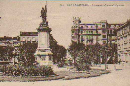 POSTAL ANTIGUA DE SAN SEBASTIAN. ESTATUA DEL ALMIRANTE OQUENDO.