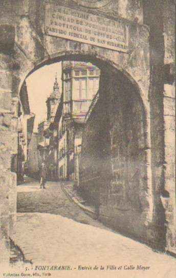 POSTAL ANTIGUA DEL PAIS VASCO. FONTARABIE Nº 5 ENTREE DE LA VILLE ET CALLE MAYOR