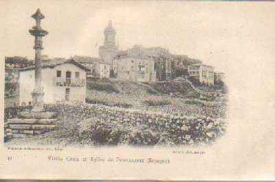 POSTAL ANTIGUA DEL PAIS VASCO. VIEILLE CROIX ET EGLISE DE FONTARABIE ( ESPAGNE )