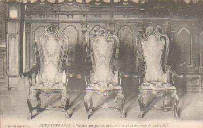POSTAL ANTIGUA DEL PAIS VASCO. FUENTERRABIA SILLONES QUE FUERON UTILIZADOS EN EL CASAMIENTO DE LOUIS XIV