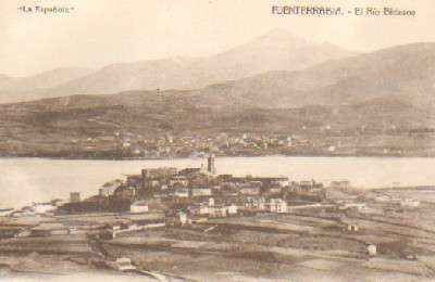 POSTAL ANTIGUA DEL PAIS VASCO. FUENTERRABIA EL RIO BIDASOA
