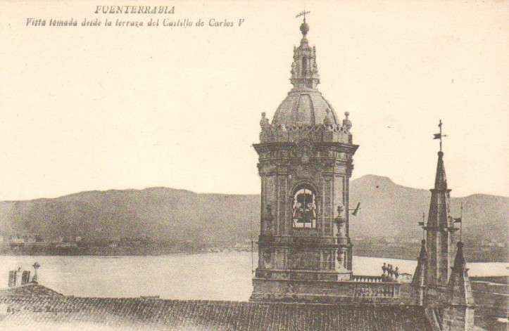 POSTAL ANTIGUA DE FUENTERRABIA. VISTA TOMADA DESDE LA TERRAZA DEL CASTILLO DE CARLOS V.