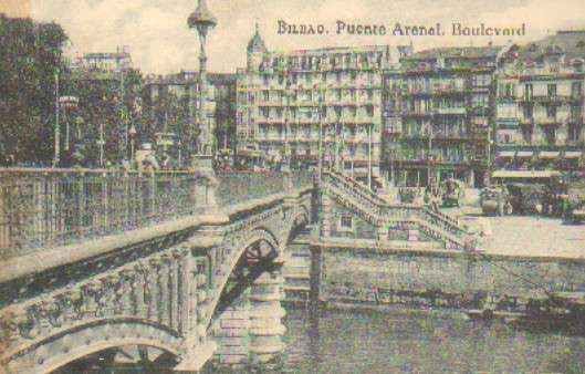 POSTAL ANTIGUA DE BILBAO. PUENTE ARENAL. BOULEVARD.