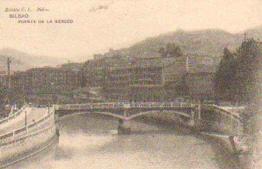 POSTAL ANTIGUA DE BILBAO. PUENTE DE LA MERCED.