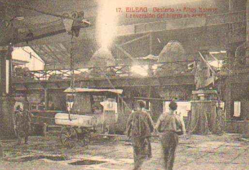 POSTAL ANTIGUA DE BILBAO. Nº 17. DESIERTO. ALTOS HORNOS. CONVERSION DEL HIERRO EN ACERO.