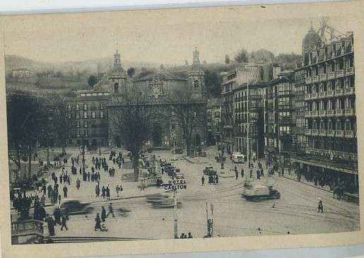 POSTAL ANTIGUA DE BILBAO. PASEO DEL ARENAL E IGLESIA DE S. NICOLAS