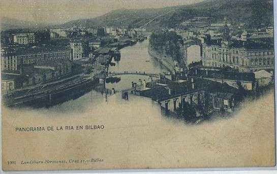 POSTAL ANTIGUA DE BILBAO. PANORAMA DE LA RIA