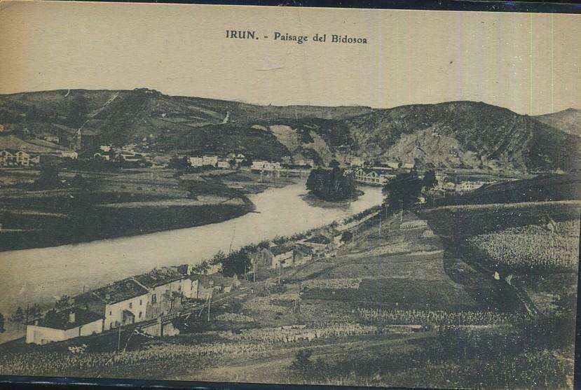 POSTAL ANTIGUA DEL PAIS VASCO IRUN PAISAGE DEL BIDASOA