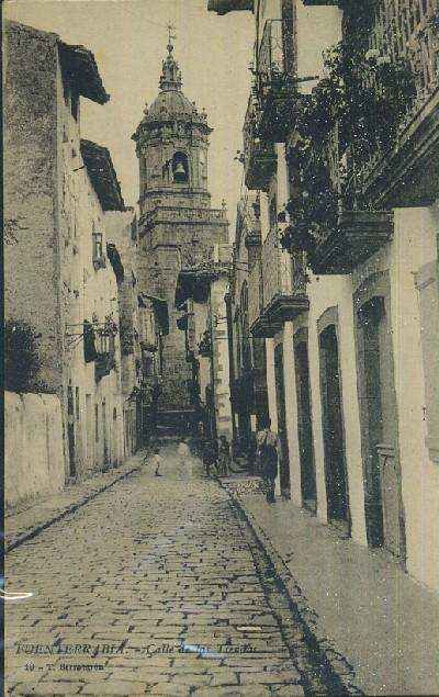 POSTAL ANTIGUA DEL PAIS VASCO FUENTERRABIA  CALLE DE TIENDAS