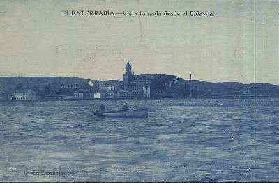 POSTAL ANTIGUA DEL PAIS VASCO FUENTERRABIA VISTA TOMADA DESDE EL BIDASOA