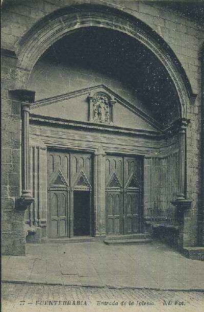 POSTAL ANTIGUA DEL PAIS VASCO FUENTERRABIA ENTRADA DE LA IGLESIA Nº 77