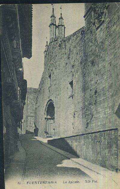 POSTAL ANTIGUA DEL PAIS VASCO FUENTERRABIA LA IGLESIA