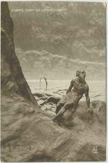POSTAL RELIGIOSA. ANCIEN  TESTAMENT Nº 53. JONAS SORT DE LA BALEINE