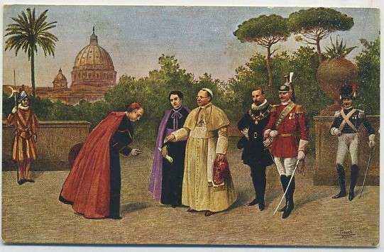 POSTAL RELIGIOSA. S. S. PIO Xl E LA SUA CORTE NEI GIARDINI VATICANI
