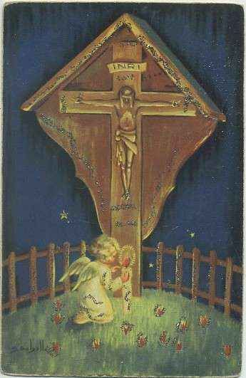 POSTAL RELIGIOSA. CON INCRUSTACIONES BRILLANTES