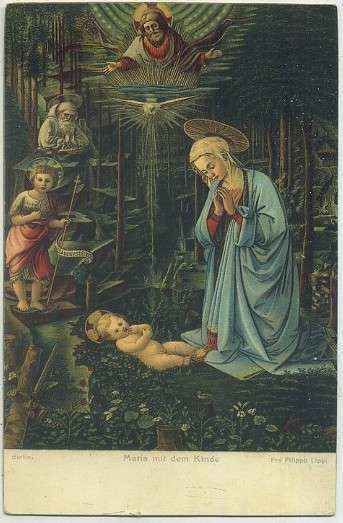 POSTAL RELIGIOSA. MARIA MIT DEM KINDE. FRA FILIPPO LIPPI