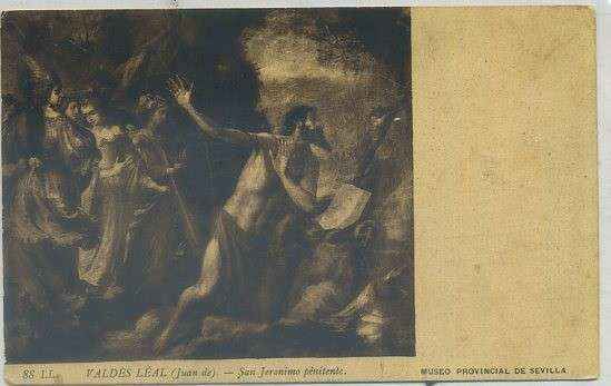 POSTAL RELIGIOSA. SAN ANTONIO PENITENTE. VALDES LEAL. MUSEO DE SEVILLA