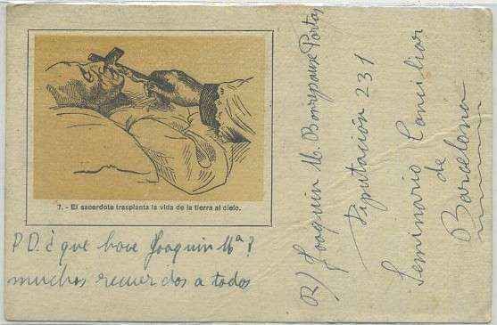 POSTAL RELIGIOSA. EL SACERDOTE TRASPASA LA VIDA DE LA TIERRA AL CIELO