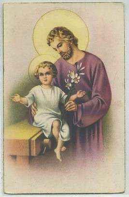 POSTAL RELIGIOSA. SAN JOSE Y NIÑO JESUS
