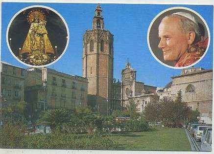 POSTAL RELIGIOSA. VALENCIA-3. VISITA DE JUAN PABLO ll. PAPA