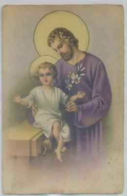 POSTAL RELIGIOSA. SAN JOSE Y EL NIÑO JESUS