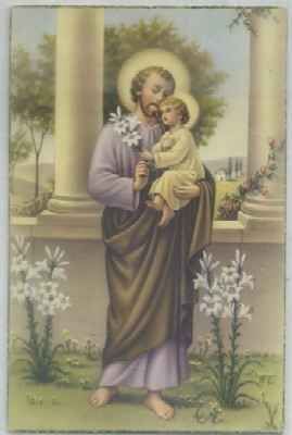 POSTAL RELIGIOSA. SAN JOSE Y EL NIÑO