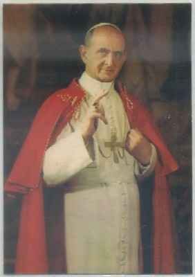 POSTAL RELIGIOSA. S. SANTIDAD EL PAPA PABLO Vl
