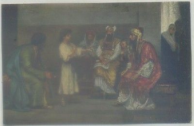 POSTAL RELIGIOSA. LA SAGRADA ESCRITURA. SERIE Vl. Nº 9. EL NIÑO JESUS EN EL TEMPLO