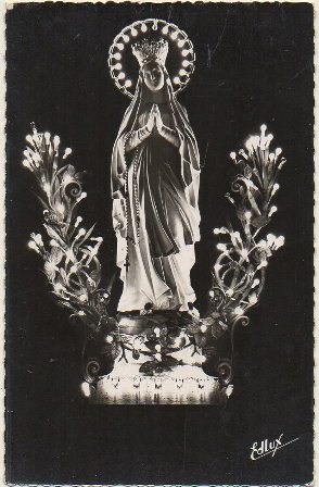 POSTAL RELIGIOSA. VIRGEN DE LOURDES. CORONADA E ILUMINADA. Nº 18