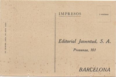 TARJETA POSTAL. RESPUESTA COMERCIAL. EDITORIAL JUVENTUD S.A.