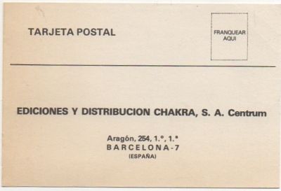TARJETA POSTAL. RESPUESTA COMERCIAL. EDICIONES Y DISTRIBUCIN CHAKRA S.A.