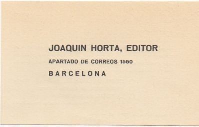 TARJETA POSTAL. RESPUESTA COMERCIAL. JOAQUIN HORTA EDITOR