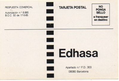 TARJETA POSTAL. RESPUESTA COMERCIAL. EDHASA