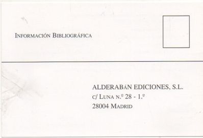 TARJETA POSTAL. RESPUESTA COMERCIAL. ALDERABAN EDICIONES S.L.