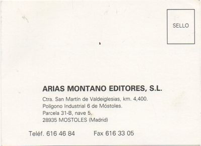 TARJETA POSTAL. RESPUESTA COMERCIAL. ARIAS MONTANO EDITORES S.L.