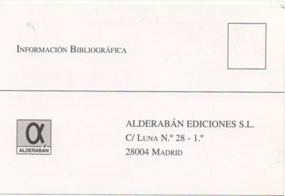 TARJETA POSTAL. RESPUESTA COMERCIAL. ALDERABAN EDICIONES S.L.