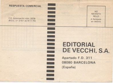 TARJETA POSTAL. RESPUESTA COMERCIAL. EDITORIAL DE VECCHI S.A.