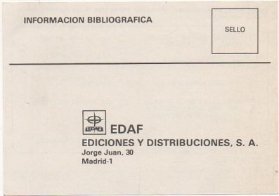 TARJETA POSTAL. RESPUESTA COMERCIAL. EDAF. EDICIONES Y DISTRIBUCIONES S.A.