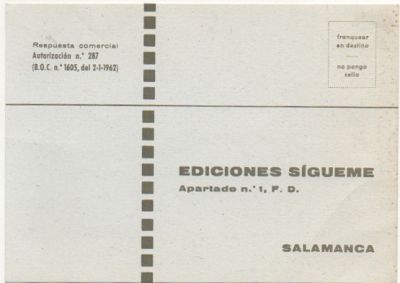 TARJETA POSTAL. RESPUESTA COMERCIAL. EDICIONES SIGUEME