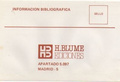 TARJETA POSTAL. INFORMACION BIBLIOGRAFICA. H. BLUME EDITORES