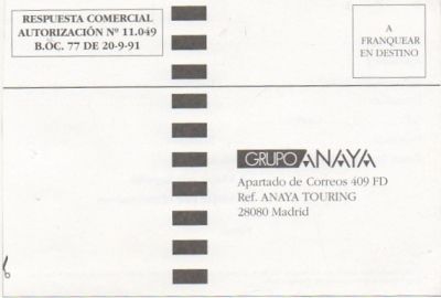 TARJETA POSTAL. RESPUESTA COMERCIAL. GRUPO ANAYA