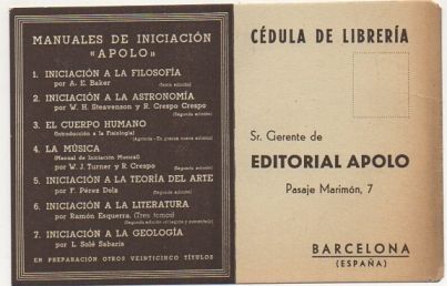 TARJETA POSTAL. RESPUESTA COMERCIAL. EDITORIAL APOLO